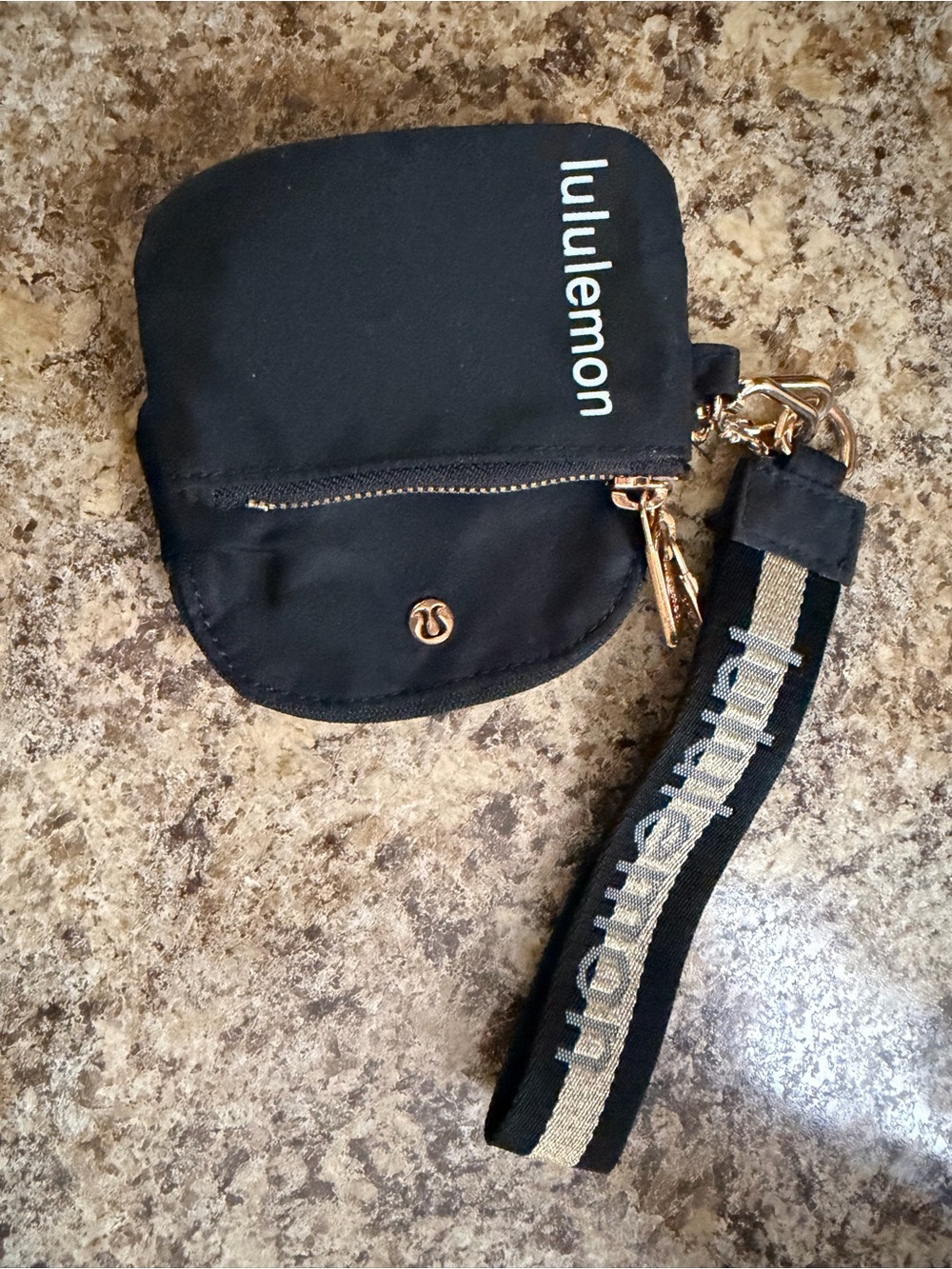 lululemon athletica Black Wristlet Clutch with Gold Hardware